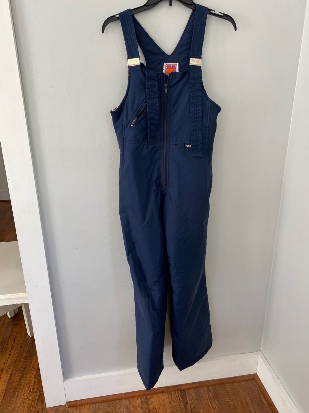 SKYR Rare Label Vintage Juniors XL blue Ski Snow Bib Overalls Pants Retro